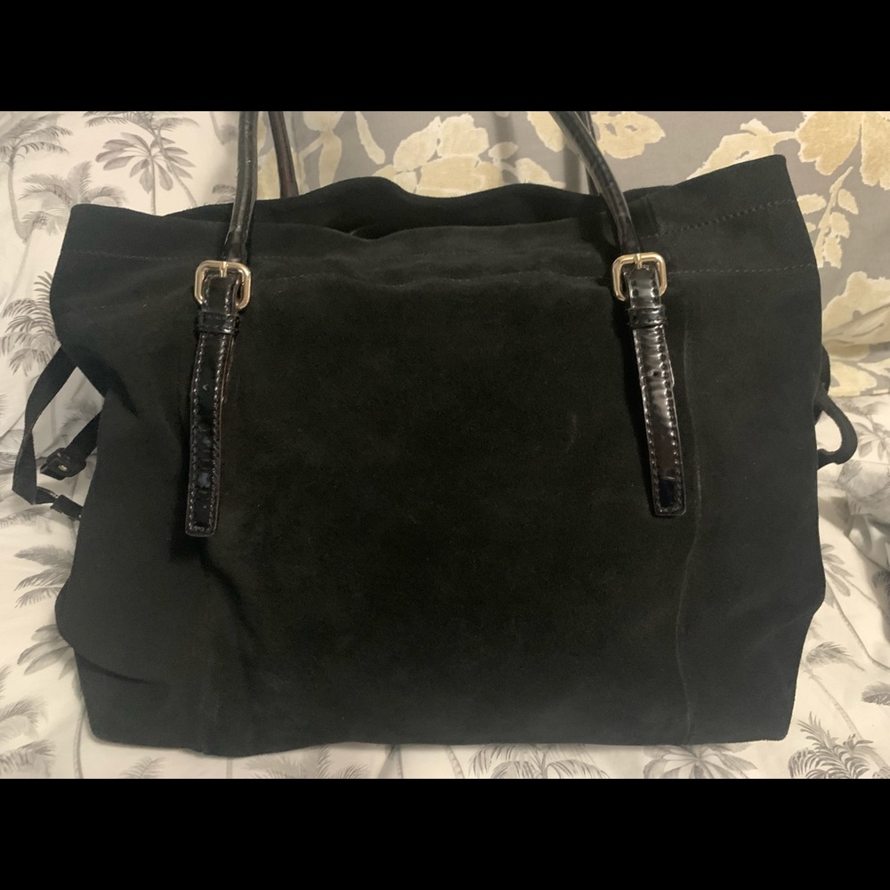Kate Spade Black Suede Drawstring "Paper Bag"